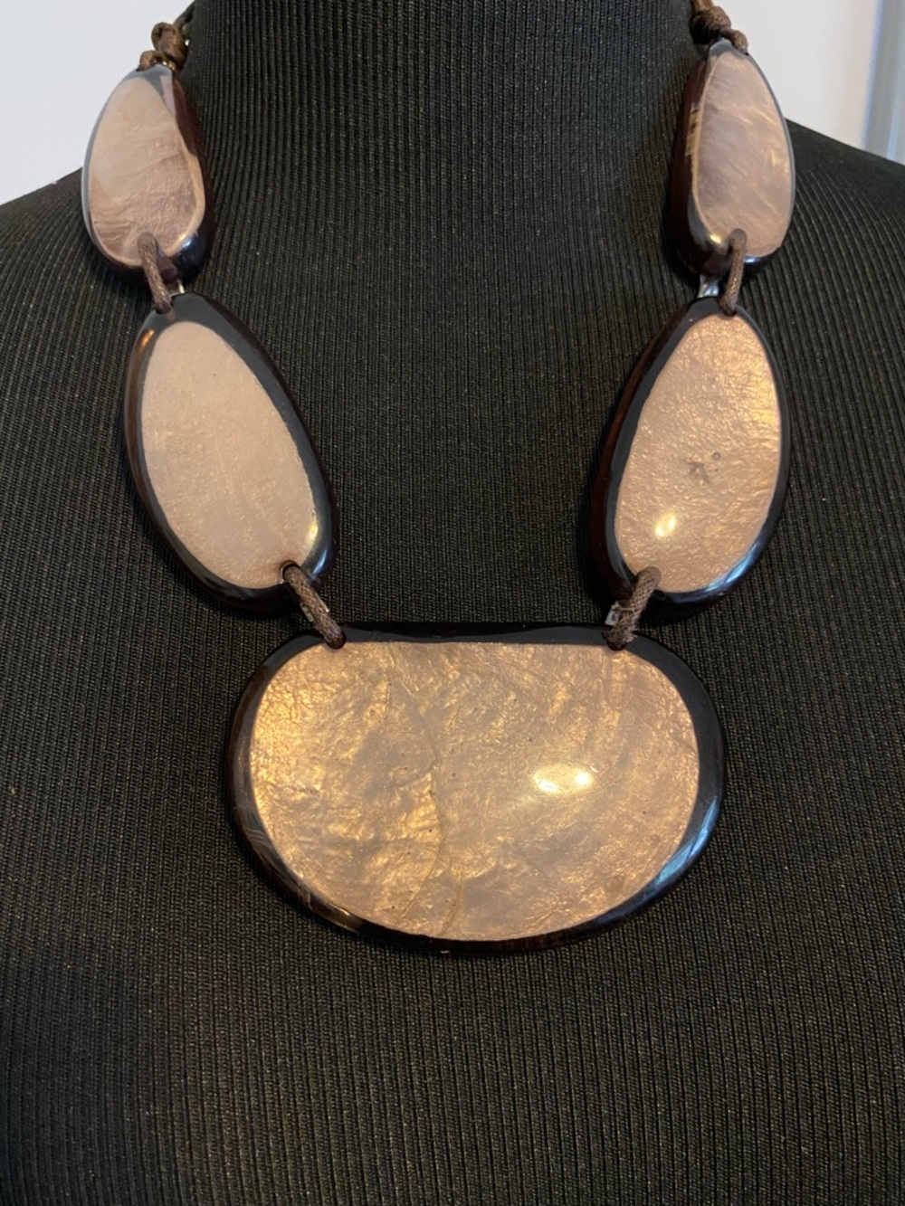 Brown  And Taupe Resin Oversized Statement Necklace
